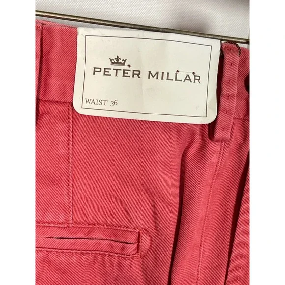 NEW NWT Peter Millar Washed Twill Flat Front Men's Pants Sport Red 36" x 37.5" - Picture 2 of 11